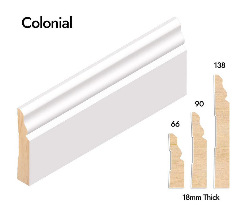 Colonial - Pine Skirting Boards 2700mm (S3S Primed & Finger Jointed)