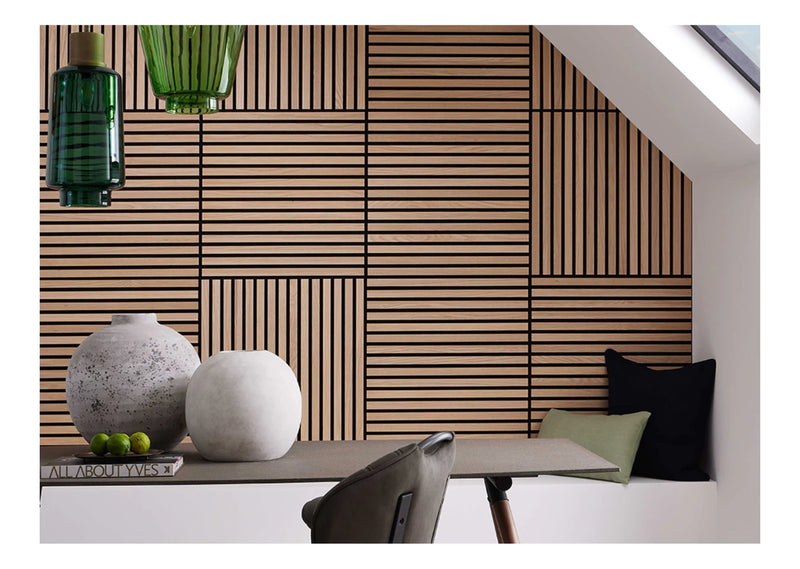 Natural Oak (Grey Felt) - Premium Acoustic Slat Wall Panels