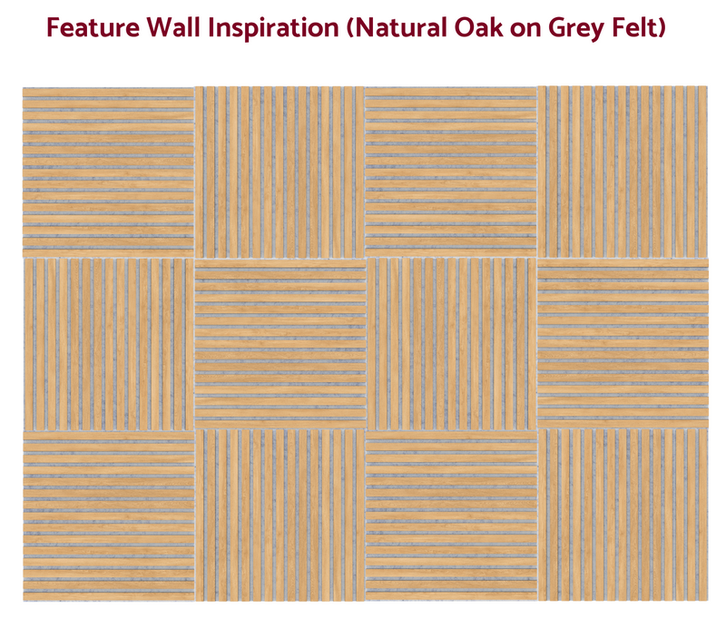 Natural Oak (Grey felt) - Premium Acoustic Slat Wall Panels