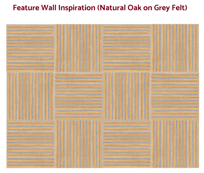 Natural Oak (Grey Felt) - Premium Acoustic Slat Wall Panels